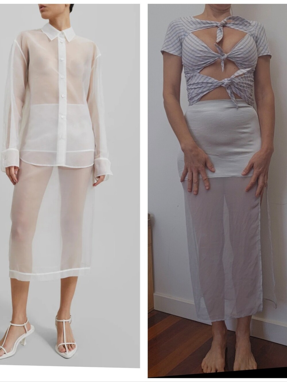 Zara Sheer White Midi Skirt